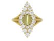 front view Antique 'cat's eye' chrysoberyl and diamond marquise shape ring, circa 1900.