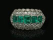 Art Deco five stone emerald and diamond cluster ring, circa 1935.