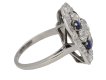 side veiw Sapphire and diamond cluster ring, circa 1935. berganza hatton garden
