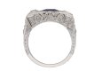Ornate sapphire diamond three stone ring berganza hatton garden