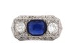 Antique sapphire diamond three stone cluster ring hatton garden