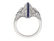 back view Calibré sapphire and diamond ring in platinum, circa 1935. berganza hatton garden 
