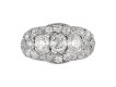 Three stone diamond cluster ring, circa 1920. 