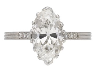 Antique marquise solitaire diamond ring, English, circa 1910.