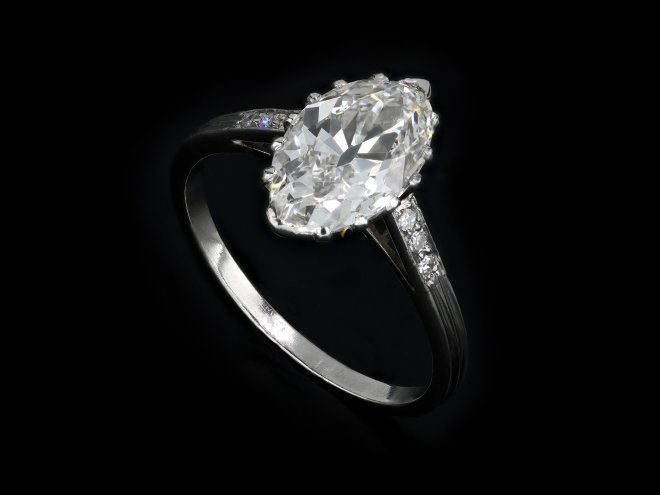 antique marquise solitaire diamond ring english circa 1910