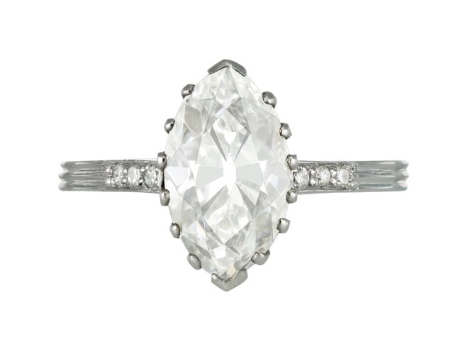 Antique marquise solitaire diamond ring, English, circa 1910.