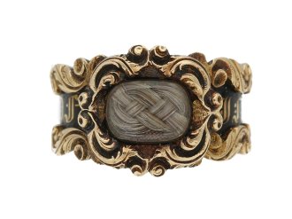 Georgian enameled mourning ring, English, circa 1827. 