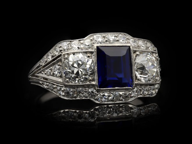 Art Deco sapphire and diamond ring hatton garden