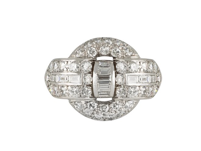 Art Deco diamond ring, American, circa 1935. 