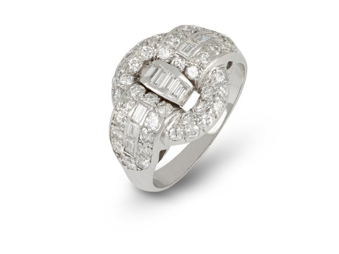 Art Deco diamond ring, American, circa 1935. 