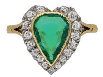 Edwardian Colombian emerald and diamond cluster ring, circa 1905.