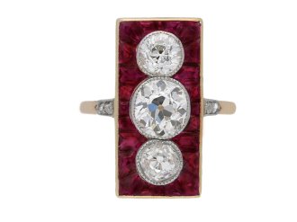 Edwardian diamond and ruby dress ring, circa 1905.