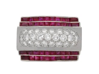 front view tiffany diamond ruby ring hatton garden berganza