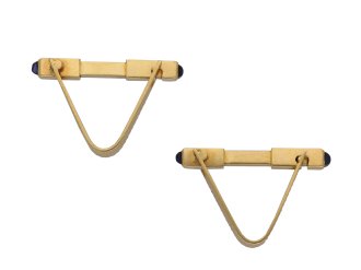 Vintage synthetic sapphire cufflinks, French, circa 1960. 