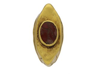 Ancient Roman carnelian signet ring, circa 2nd century AD.