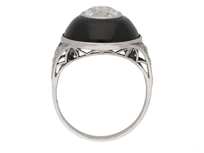 front view art deco diamond enamel ring berganza hatton garden