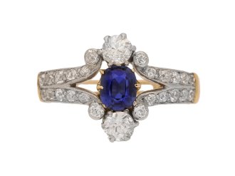 Antique sapphire and diamond ring, circa 1905.