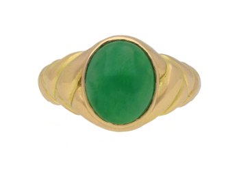Victorian Burmese jade locket ring, circa 1870.
