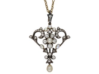 Gass & Co. pearl diamond pendant/brooch berganza hatton garden