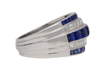 front view yard diamond sapphire ring berganza hatton garden