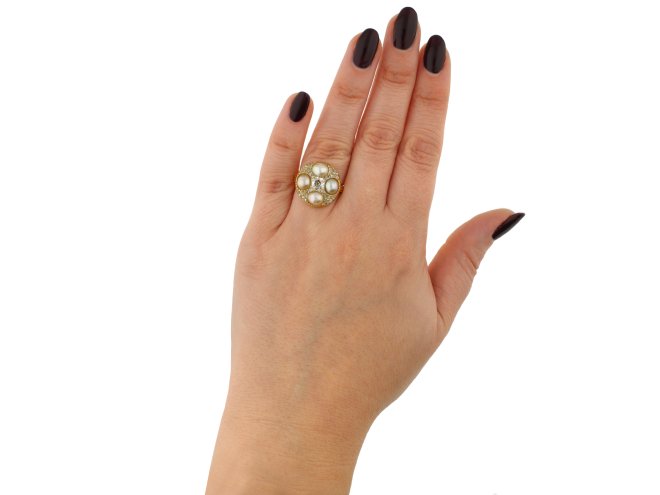 Victorian pearl and diamond cluster ring berganza hatton garden