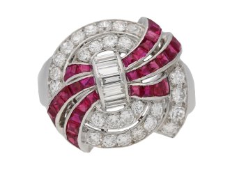 Art Deco diamond ruby cluster ring hatton garden