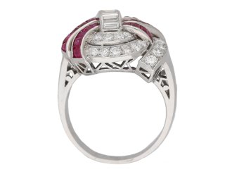 back view Art Deco diamond ruby cluster ring hatton garden