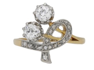 Edwardian diamond two stone ring, circa 1910.