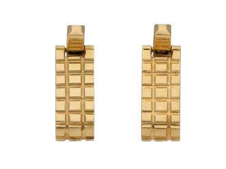 Gold textured cufflinks, French, circa 1960.
