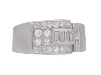 Art deco diamond cocktail ring, French, circa 1935. 