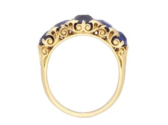 Victorian five stone sapphire ring, circa 1900. Hatton Garden