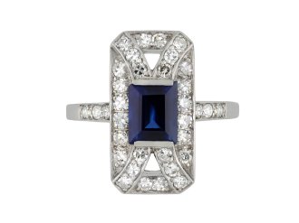 Art Deco sapphire and diamond cluster ring, circa 1925. 