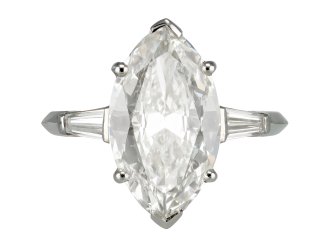 Boucheron marquise shape diamond ring, French, circa 1950. 