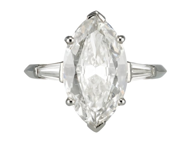 Boucheron marquise shape diamond ring, French, circa 1950. 