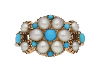 Antique pearl turquoise ring berganza hatton garden