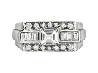 Diamond cluster ring, circa 1945. 