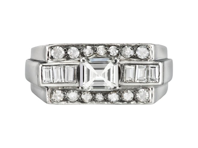 Diamond cluster ring, circa 1945. 