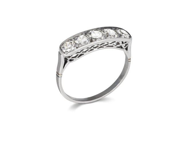 Art Deco diamond five stone ring, French, circa 1935.