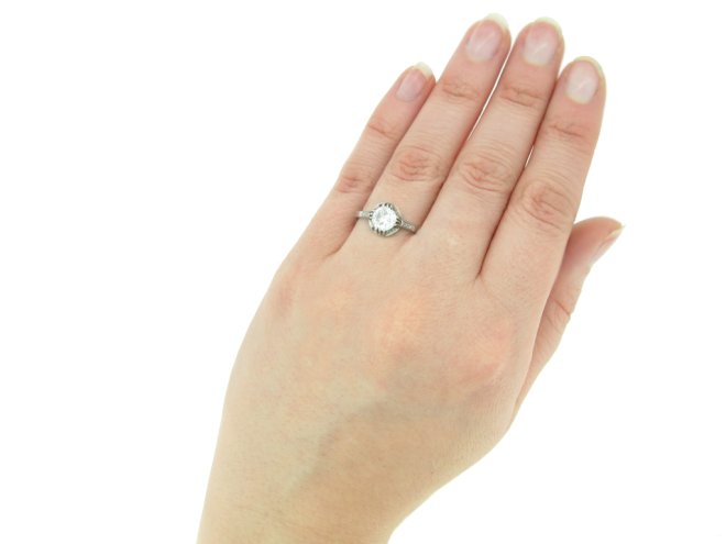 hand view vintage diamond engagement ring berganza hatton garden