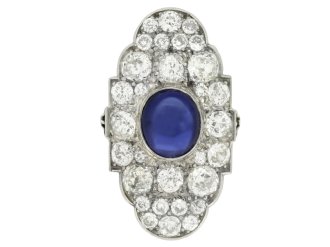 Antique Burmese sapphire and diamond cluster ring, circa 1915.