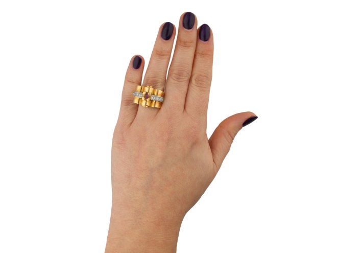 Ruby and diamond cocktail ring berganza hatton garden