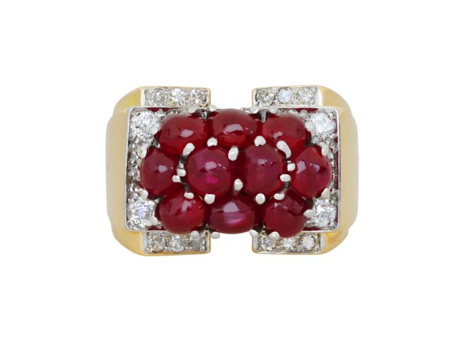 Trabert & Hoeffer with Mauboussin Burmese ruby and diamond ring, circa 1940.