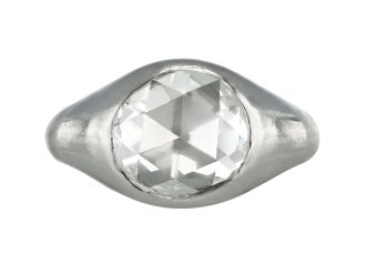 Solitaire rose cut diamond ring, circa 1950.