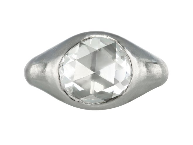 Solitaire rose cut diamond ring, circa 1950.