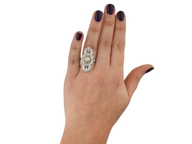 Belle &Eacute;poque pearl and diamond ring berganza hatton garden
