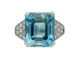 Art Deco zircon and diamond ring, circa 1930.
