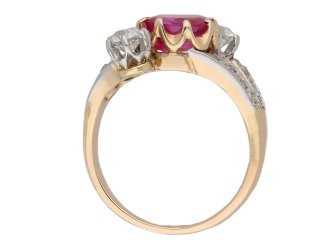 Burmese ruby and diamond crossover ring berganza hatton garden