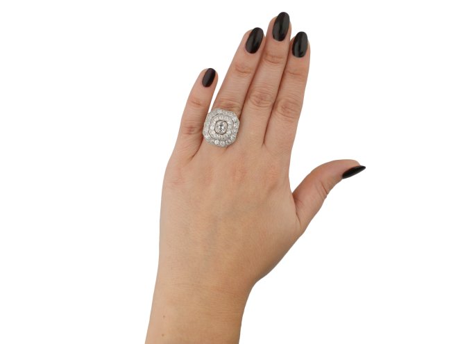 Art Deco diamond cluster ring berganza hatton garden