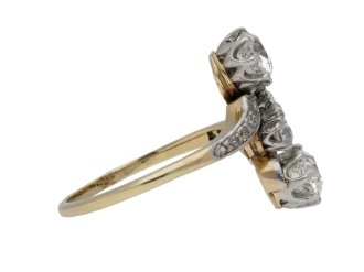 Antique diamond crossover ring, circa 1900.
