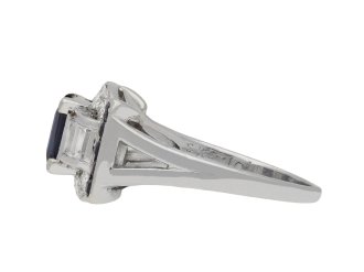 Sapphire and diamond cocktail ring, American, circa 1950. Hatton Garden